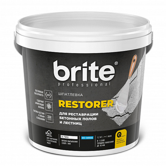 Шпатлевка Brite® Professional Restorer для реставрации бетонных полов и лестниц